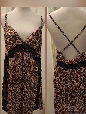 NWT Plus Size Adore Me Kelee Leopard Print Lingerie Slip Dress.